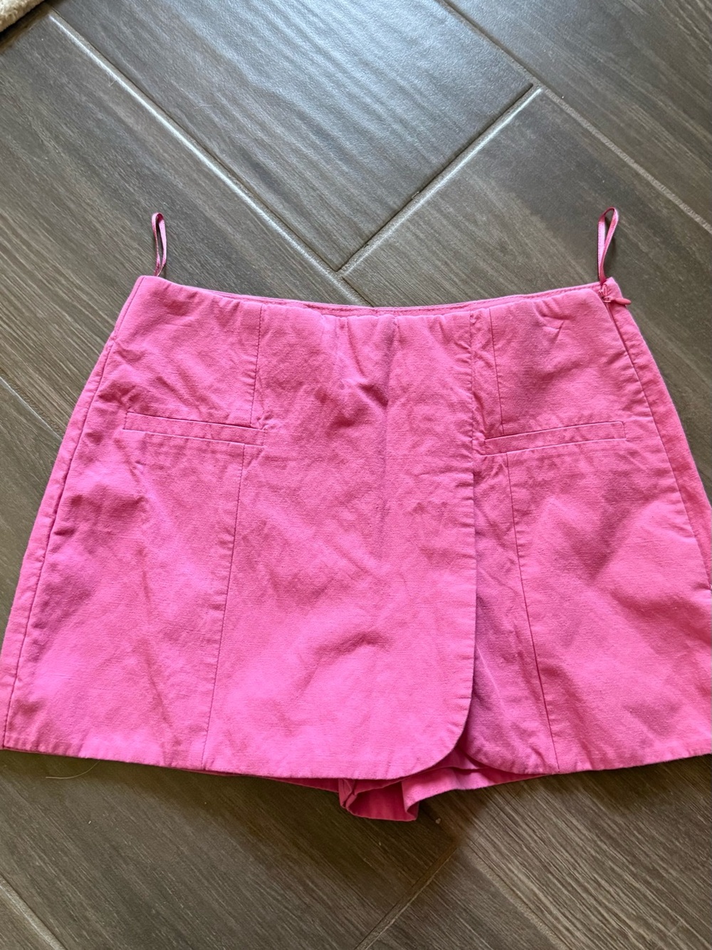 Zara Pink Skort Shorts High Waist Wrap Front Size XS